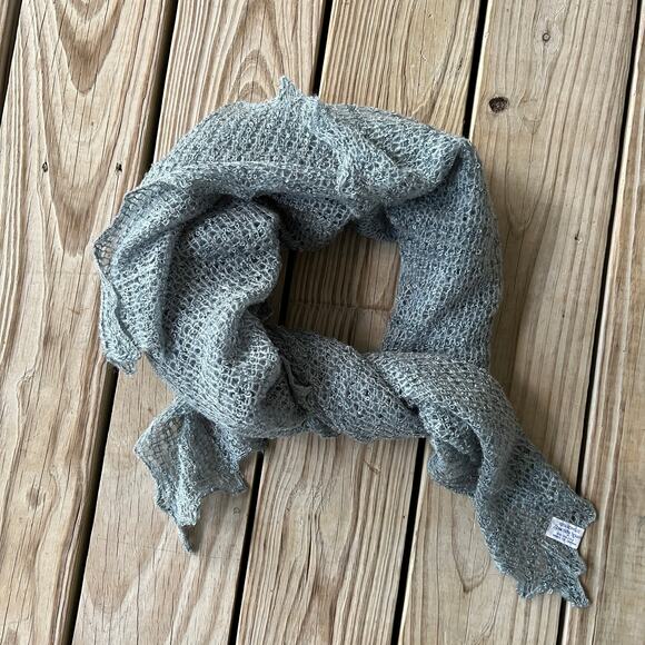 vintage scarf acrylic mohair look sage green square 49" wrap shawl - Picture 1 of 5